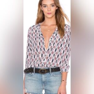 Equipment Silk RopeTiesPrint Shirt, Size L